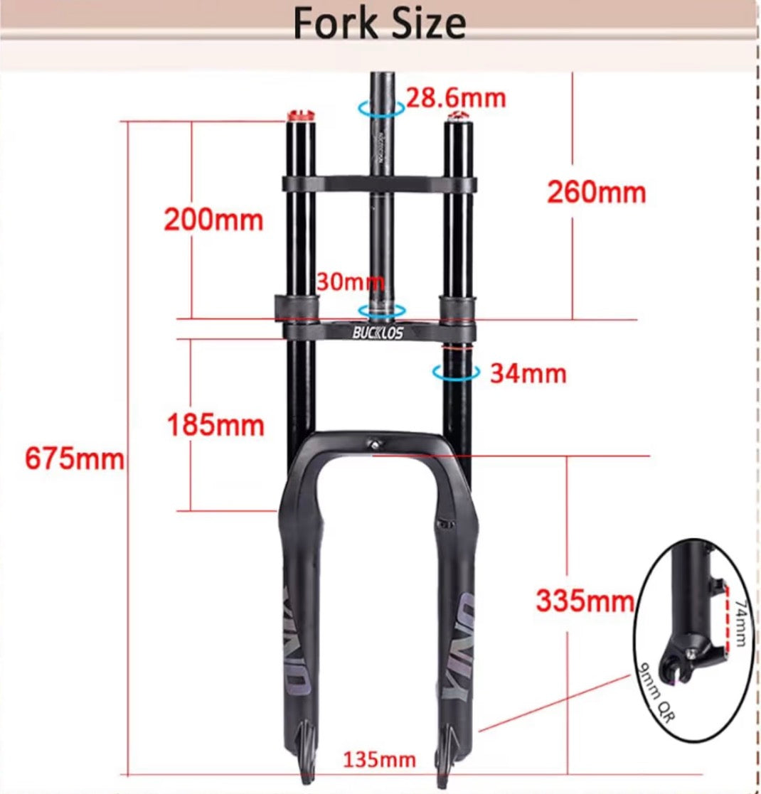 Upgraded Macfox,Super73,Ridstar Front suspension (Black)